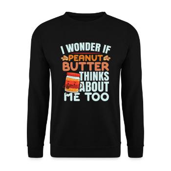 Lustiger Erdnussbutter-Humor - Unisex Pullover - Schwarz - Vorne - Alina (178cm) & Michal (187cm)
