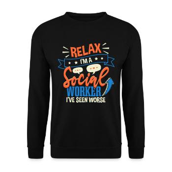Détendez-vous, je suis un travailleur social - Sweat-shirt Unisexe - noir - Devant - Alina (178cm) & Michal (187cm)