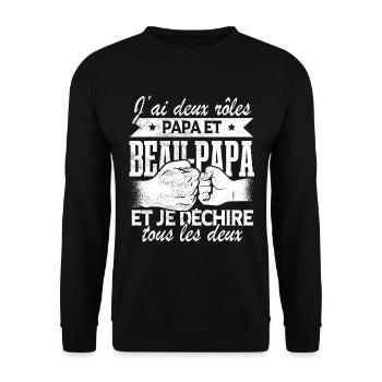 Papa Et Beau Papa - Sweat-shirt Unisexe - noir - Devant - Alina (178cm) & Michal (187cm)