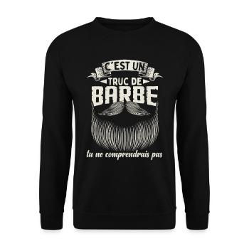 C'est Un Truc De Barbe - Sweat-shirt Unisexe - noir - Devant - Alina (178cm) & Michal (187cm)