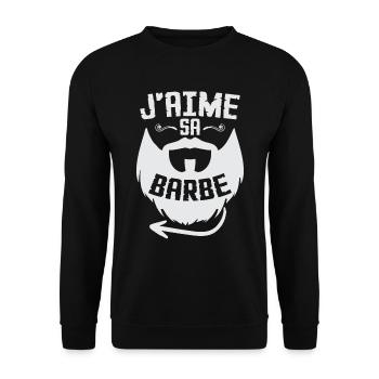 J'aime sa barbe - Sweat-shirt Unisexe - noir - Devant - Alina (178cm) & Michal (187cm)