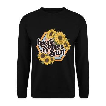 Here Comes The Sun - Sonnenblumen - Unisex Pullover - Schwarz - Vorne - Alina (178cm) & Michal (187cm)