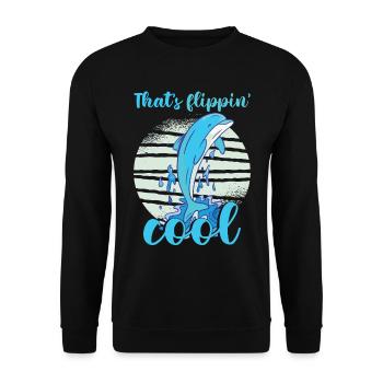 That's Flippin Cool | Funny Dolphin Lover - Unisex Sweatshirt - black - Front - Alina (178cm) & Michal (187cm)