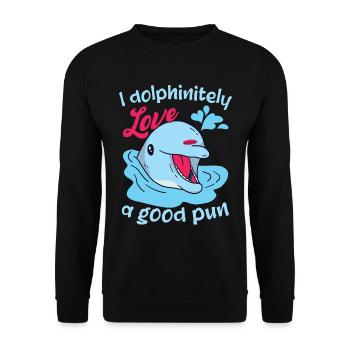 Funny Dolphin Humor - Unisex Sweatshirt - black - Front - Alina (178cm) & Michal (187cm)