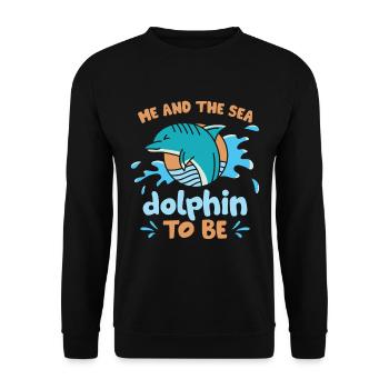 Ocean Animals | Sea | Dolphin - Unisex Sweatshirt - black - Front - Alina (178cm) & Michal (187cm)