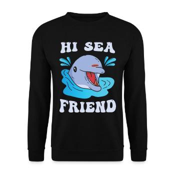 Niedlicher Delfin - Unisex Pullover - Schwarz - Vorne - Alina (178cm) & Michal (187cm)