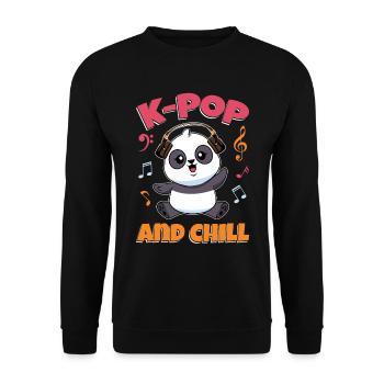 K-Pop Panda - Unisex Sweatshirt - black - Front - Alina (178cm) & Michal (187cm)