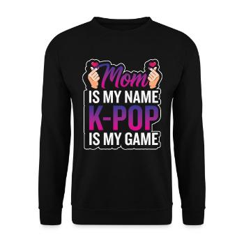 Mama ist mein Name K-Pop ist mein Spiel - Unisex Pullover - Schwarz - Vorne - Alina (178cm) & Michal (187cm)