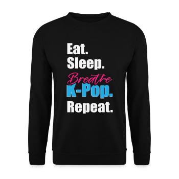 Eat Sleep K-Pop Wiederholung - Unisex Pullover - Schwarz - Vorne - Alina (178cm) & Michal (187cm)