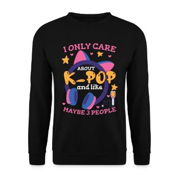 Ich kümmere mich nur um K-Pop und 3 Leute - Unisex Pullover - Schwarz - Vorne - Alina (178cm) & Michal (187cm)