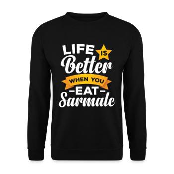 Rumänisches Essen Sarmale - Unisex Pullover - Schwarz - Vorne - Alina (178cm) & Michal (187cm)