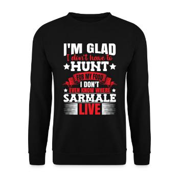 Lustiger Sarmale Humor Rumänisches Essen - Unisex Pullover - Schwarz - Vorne - Alina (178cm) & Michal (187cm)
