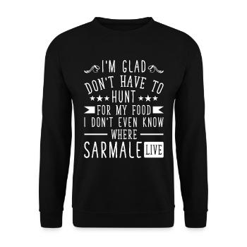 Ich weiß nicht, wo Sarmale lebt - Unisex Pullover - Schwarz - Vorne - Alina (178cm) & Michal (187cm)