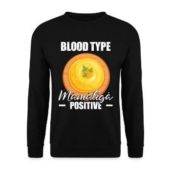 Groupe sanguin Mamaliga Positif - Sweat-shirt Unisexe - noir - Devant - Alina (178cm) & Michal (187cm)