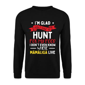 Je ne sais pas où habite Mamaliga - Sweat-shirt Unisexe - noir - Devant - Alina (178cm) & Michal (187cm)