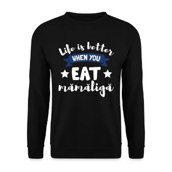 Funny Mamaliga Romania - Unisex Sweatshirt - black - Front - Alina (178cm) & Michal (187cm)