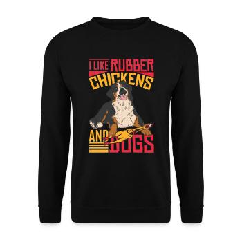 I Like Rubber Chicken & Bernese Mountain Dog - Unisex Sweatshirt - black - Front - Alina (178cm) & Michal (187cm)
