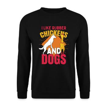 I Like Rubber Chicken And Dogs - Unisex Sweatshirt - black - Front - Alina (178cm) & Michal (187cm)