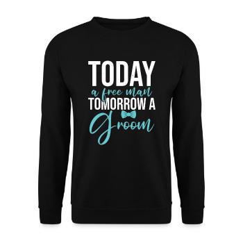 Demain Un marié | Enterrement de vie de gar - Sweat-shirt Unisexe - noir - Devant - Alina (178cm) & Michal (187cm)