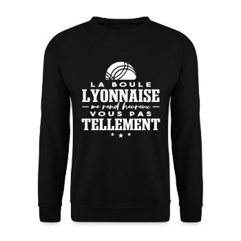 La Boule Lyonnaise Me Rend Heureux Bouliste - Sweat-shirt Unisexe - noir - Devant - Alina (178cm) & Michal (187cm)