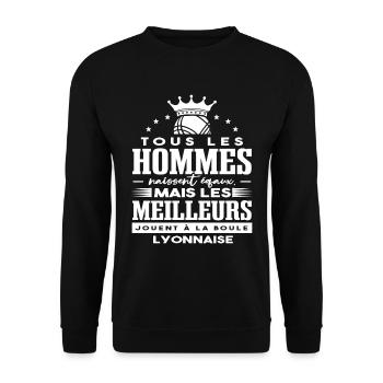 Homme Boule Lyonnaise Humour - Sweat-shirt Unisexe - noir - Devant - Alina (178cm) & Michal (187cm)