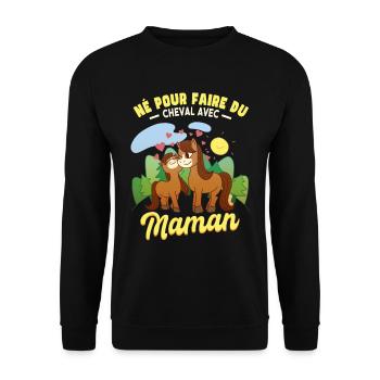 Cheval Avec Maman - Sweat-shirt Unisexe - noir - Devant - Alina (178cm) & Michal (187cm)