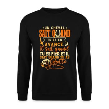 Cheval Carotte - Sweat-shirt Unisexe - noir - Devant - Alina (178cm) & Michal (187cm)