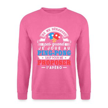Joueur de ping-pong humour - Sweat-shirt Unisexe - rose - Devant