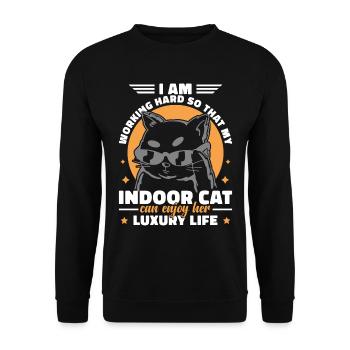 Lustige Hauskatze - Unisex Pullover - Schwarz - Vorne - Alina (178cm) & Michal (187cm)