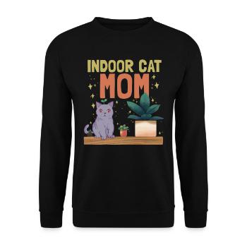 Indoor-Katzenmutter - Unisex Pullover - Schwarz - Vorne - Alina (178cm) & Michal (187cm)