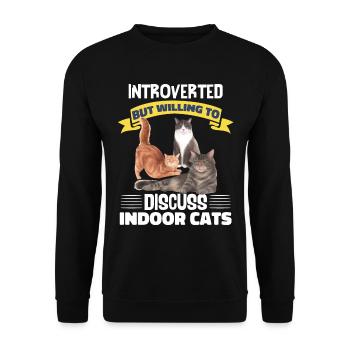 Lustige introvertierte Hauskatzen - Unisex Pullover - Schwarz - Vorne - Alina (178cm) & Michal (187cm)
