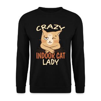 Crazy Indoor Cat Lady - Sweat-shirt Unisexe - noir - Devant - Alina (178cm) & Michal (187cm)