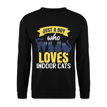Lustige Jungs Indoor-Katzen - Unisex Pullover - Schwarz - Vorne - Alina (178cm) & Michal (187cm)
