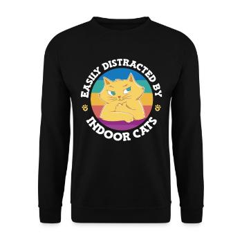 Leicht abgelenkt von Hauskatzen - Unisex Pullover - Schwarz - Vorne - Alina (178cm) & Michal (187cm)