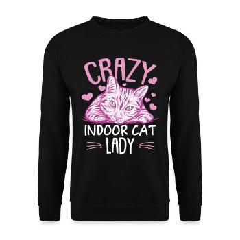 Indoor Katze Frauen Kitty Kitten Mama - Unisex Pullover - Schwarz - Vorne - Alina (178cm) & Michal (187cm)