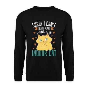Ich habe Pläne mit meiner Hauskatze - Unisex Pullover - Schwarz - Vorne - Alina (178cm) & Michal (187cm)