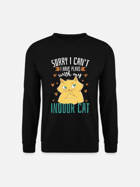 Ich habe Pläne mit meiner Hauskatze - Unisex Pullover - Schwarz