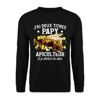 Papy Et Apiculteur - Sweat-shirt Unisexe - noir - Devant - Alina (178cm) & Michal (187cm)