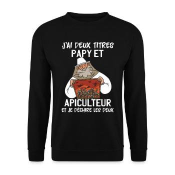 Papy Et Apiculteur - Sweat-shirt Unisexe - noir - Devant - Alina (178cm) & Michal (187cm)