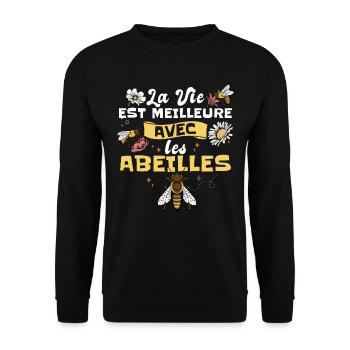 Dicton Abeilles Apicole Apiculture - Sweat-shirt Unisexe - noir - Devant - Alina (178cm) & Michal (187cm)