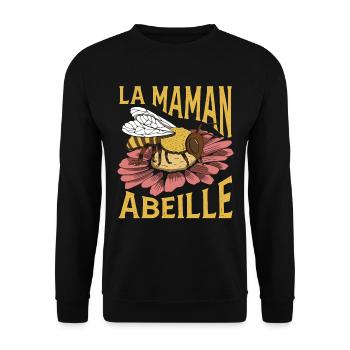 La Maman Abeille - Sweat-shirt Unisexe - noir - Devant - Alina (178cm) & Michal (187cm)
