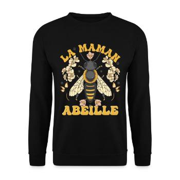 La Maman Abeille - Sweat-shirt Unisexe - noir - Devant - Alina (178cm) & Michal (187cm)