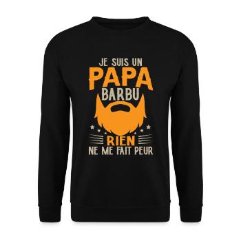 Je Suis Un Papa Barbu - Sweat-shirt Unisexe - noir - Devant - Alina (178cm) & Michal (187cm)