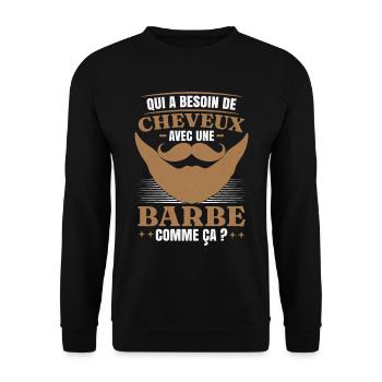 Barbe Humour - Sweat-shirt Unisexe - noir - Devant - Alina (178cm) & Michal (187cm)