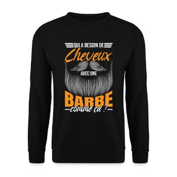 Barbe | Papa Barbu - Sweat-shirt Unisexe - noir - Devant - Alina (178cm) & Michal (187cm)