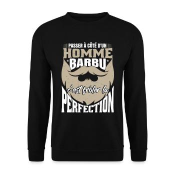 Homme | Papa Barbu | Barbe - Sweat-shirt Unisexe - noir - Devant - Alina (178cm) & Michal (187cm)