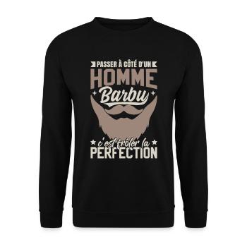 Barbe | Hommes | Papa | Papy - Sweat-shirt Unisexe - noir - Devant - Alina (178cm) & Michal (187cm)