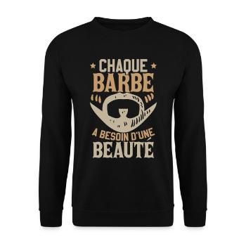 Chaque Barbe A Besoin D'une Beauté - Sweat-shirt Unisexe - noir - Devant - Alina (178cm) & Michal (187cm)
