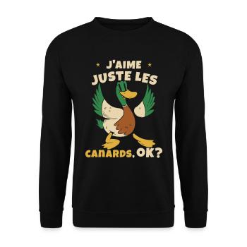 J'aime Juste Les Canards - Sweat-shirt Unisexe - noir - Devant - Alina (178cm) & Michal (187cm)
