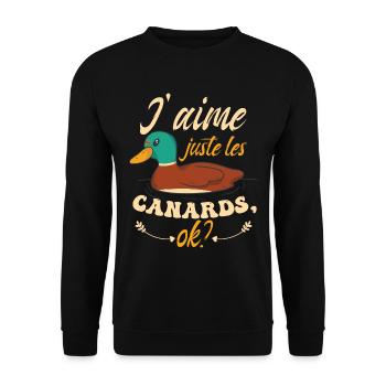 J'aime Juste Les Canards, ok? - Sweat-shirt Unisexe - noir - Devant - Alina (178cm) & Michal (187cm)